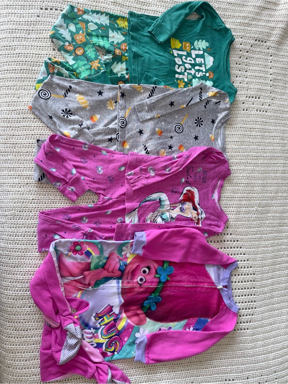 Girls 4T Pajama Bundle 7pc 4 Sets Disney Trolls Old Navy